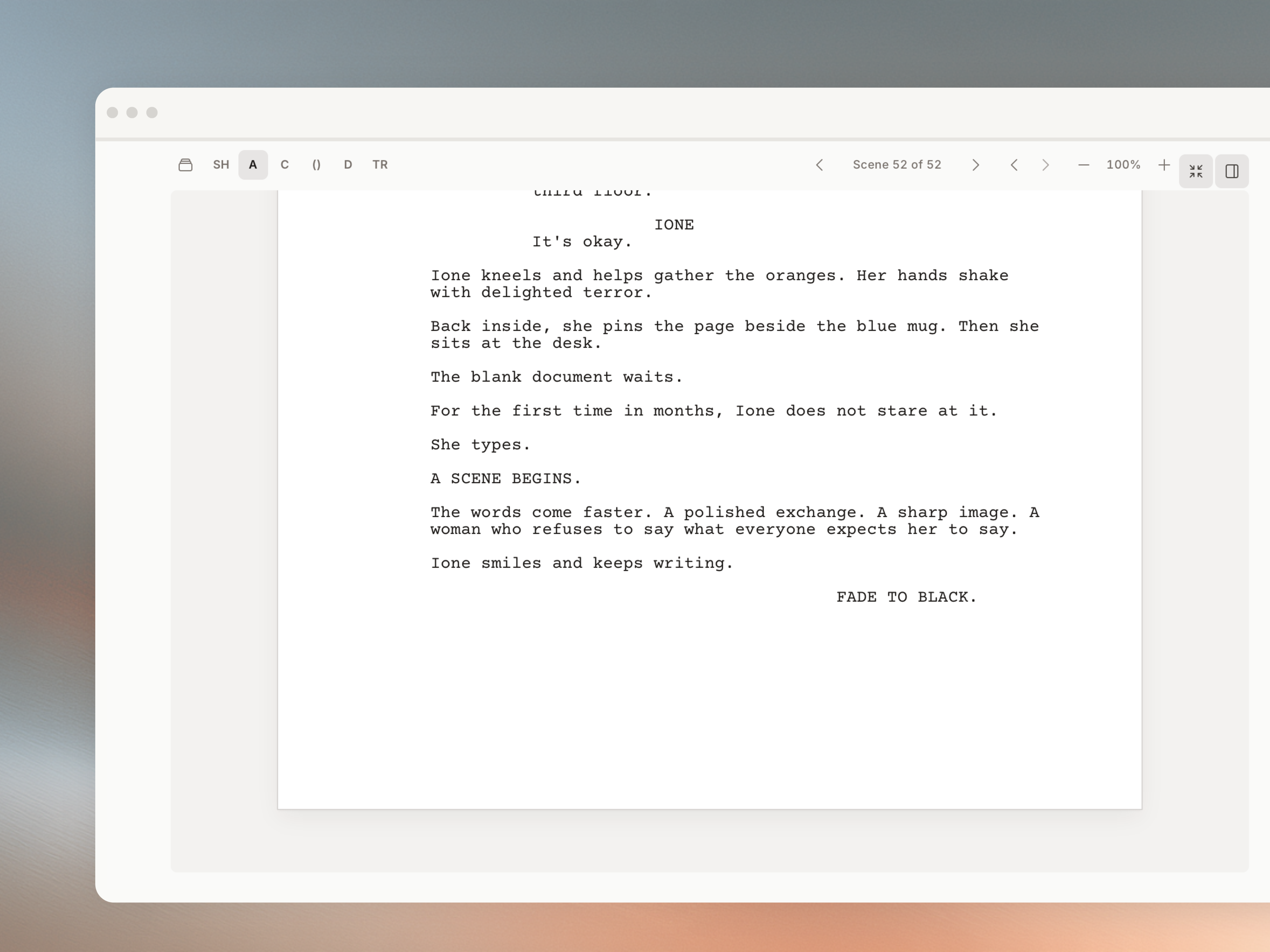 Scriptsolo zooming between the whole story and one line