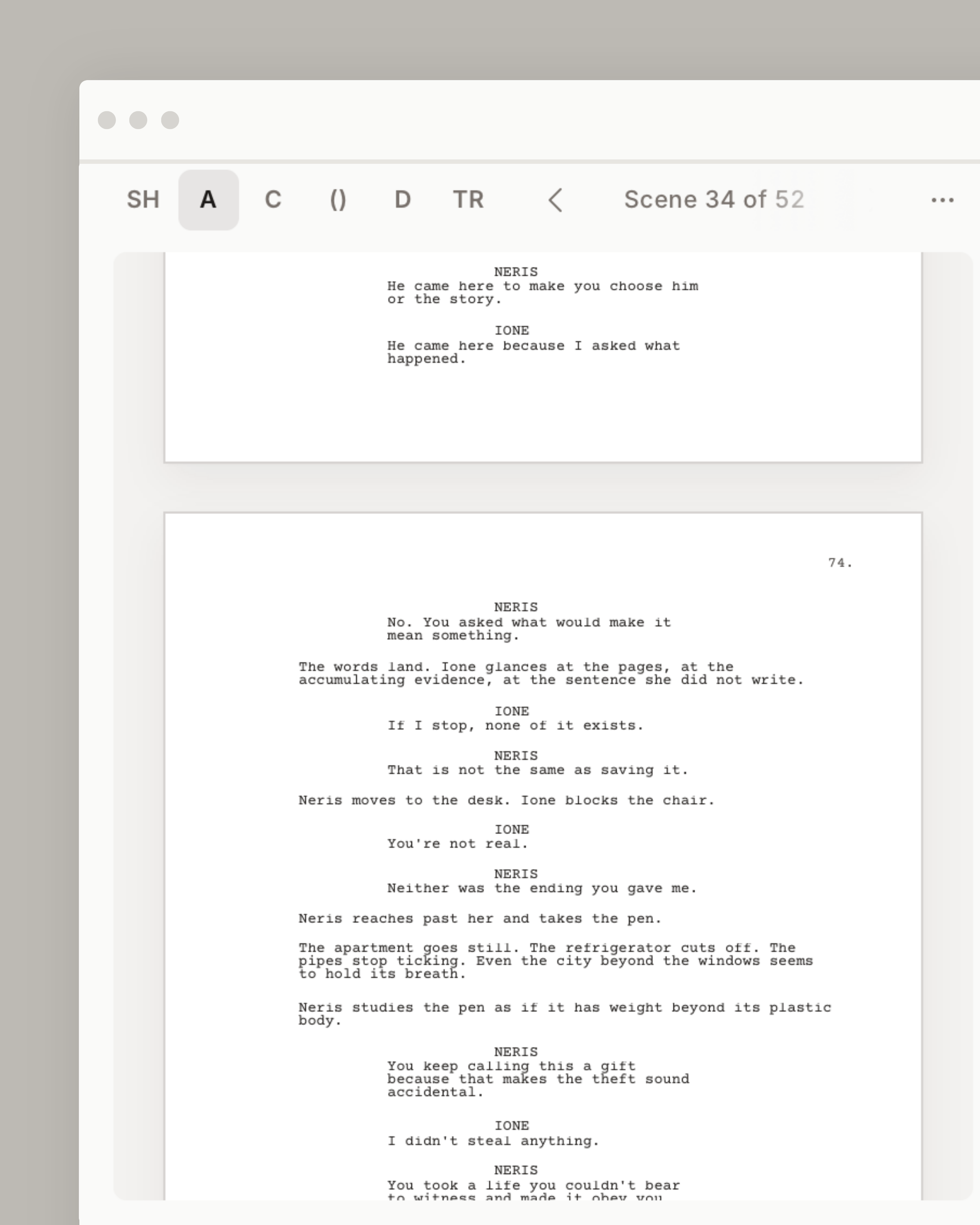 Script workspace on Scriptsolo